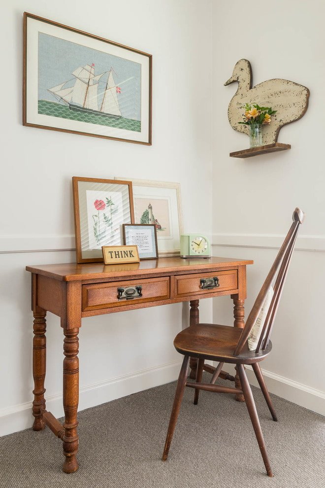 brown wooden table in the interior