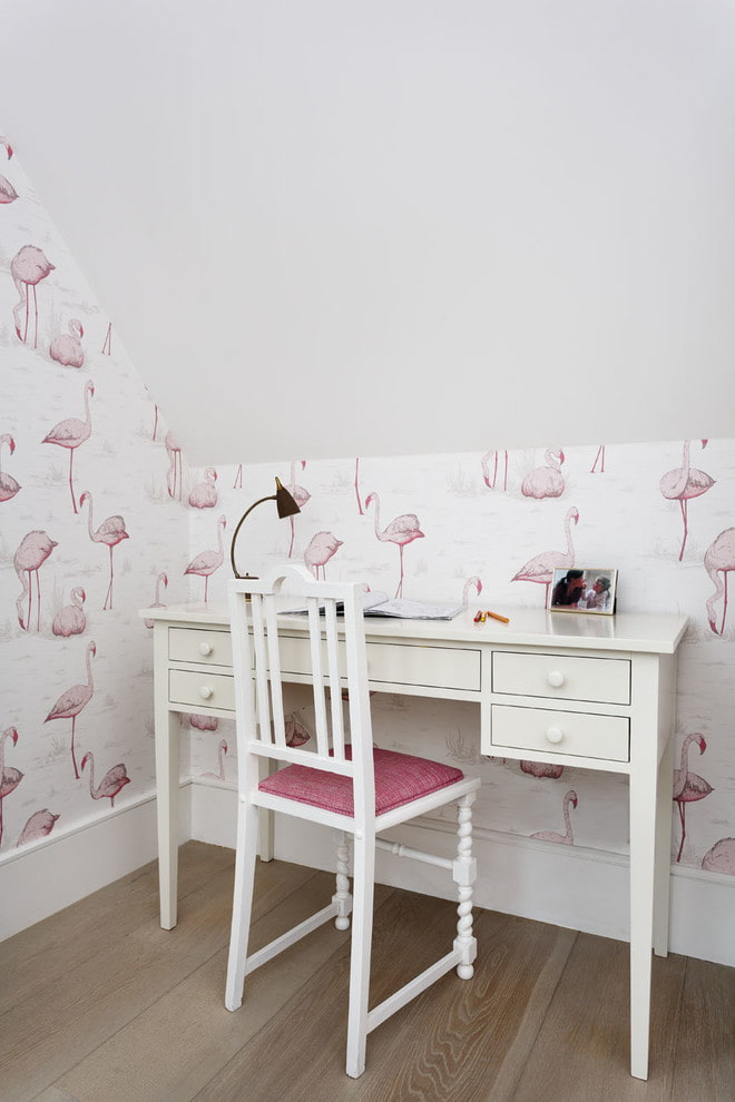 white wooden table in the interior