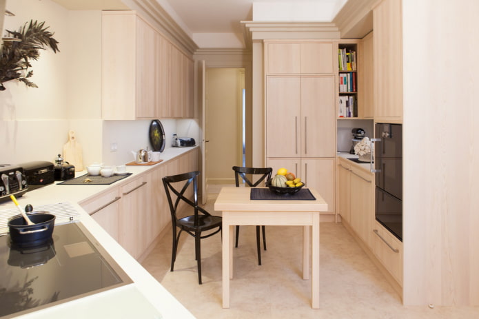 wooden square table in the interior