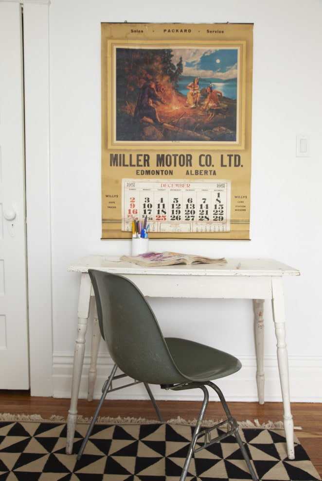 white wooden table in the interior
