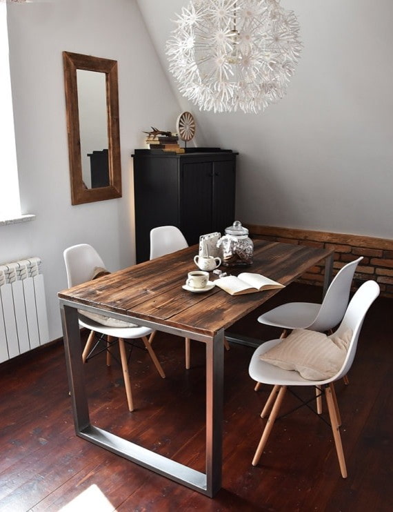 table made of planks in interior