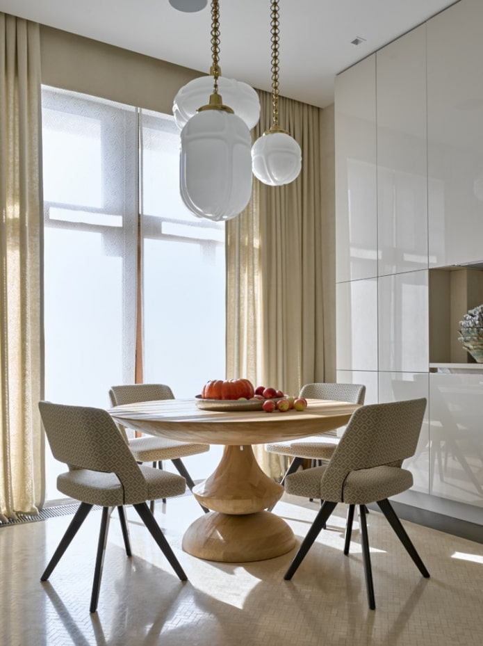 wooden table on one leg in the interior