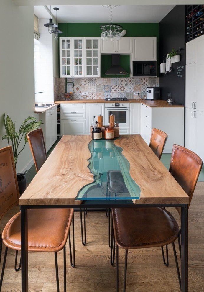 river dining table in the interior
