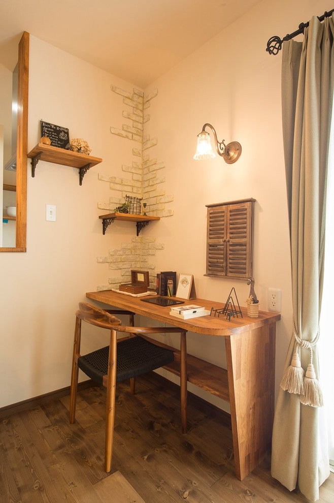 brown wooden table in the interior