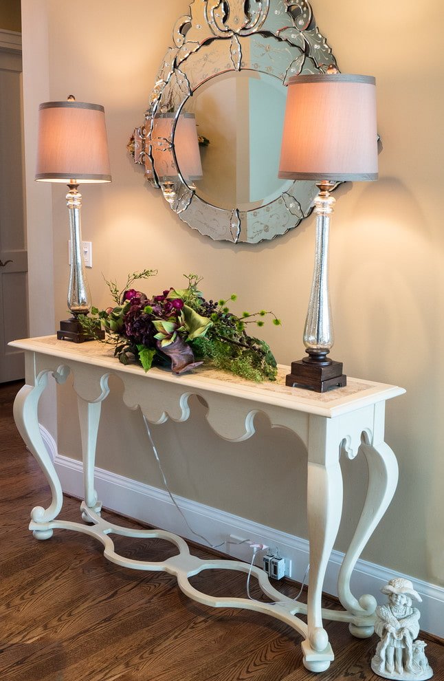 carved wooden table in the interior