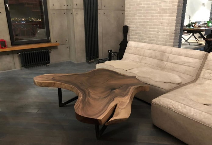saw cut table in the interior