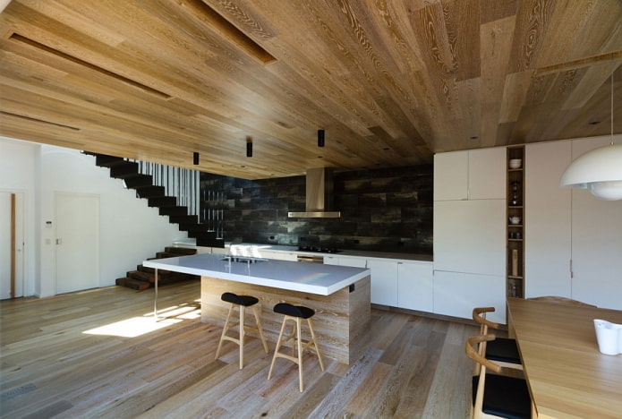 laminate ceiling in a private house