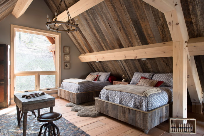 wooden ceiling in rustic style
