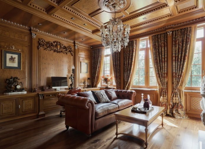 wooden ceiling in a classic style