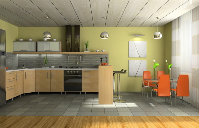 wooden mdf panels in the kitchen