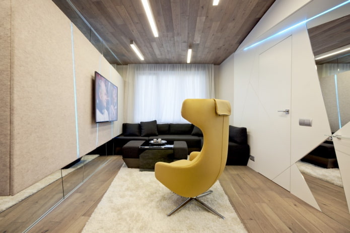 laminate on the ceiling in the living room