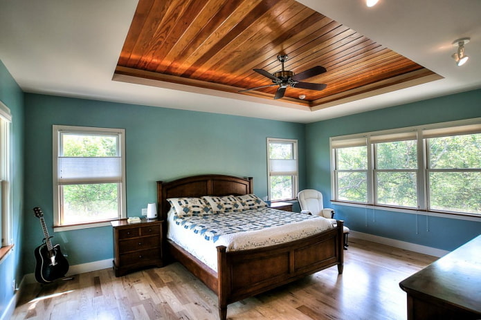 two-level wooden ceiling structure
