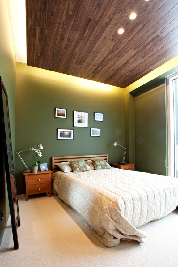 wooden ceiling with backlighting