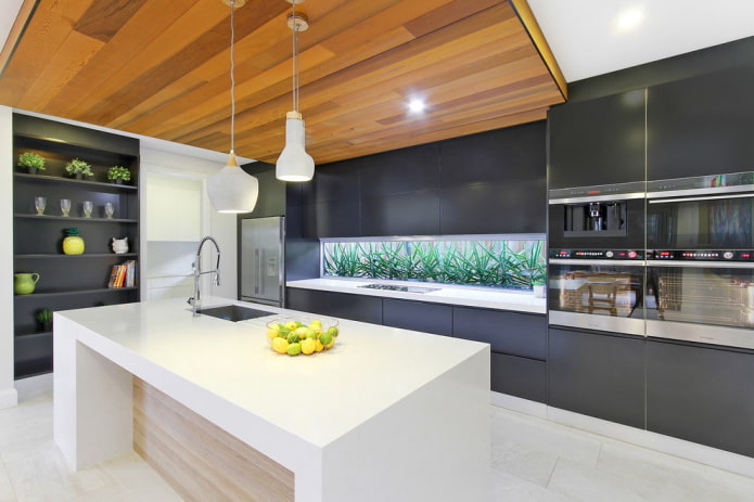 wooden ceiling in a modern style