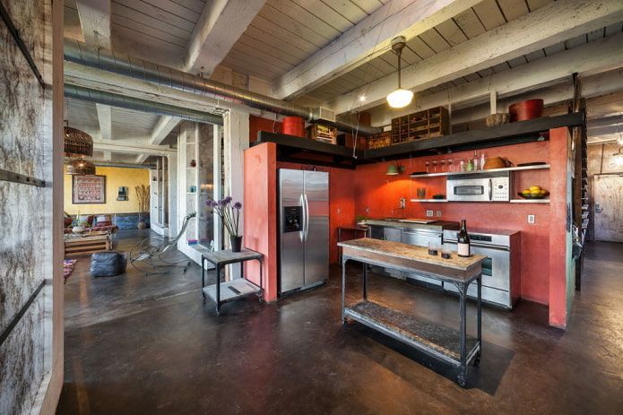 wooden ceiling in a loft style