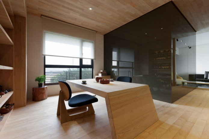 wooden ceiling in minimalist style