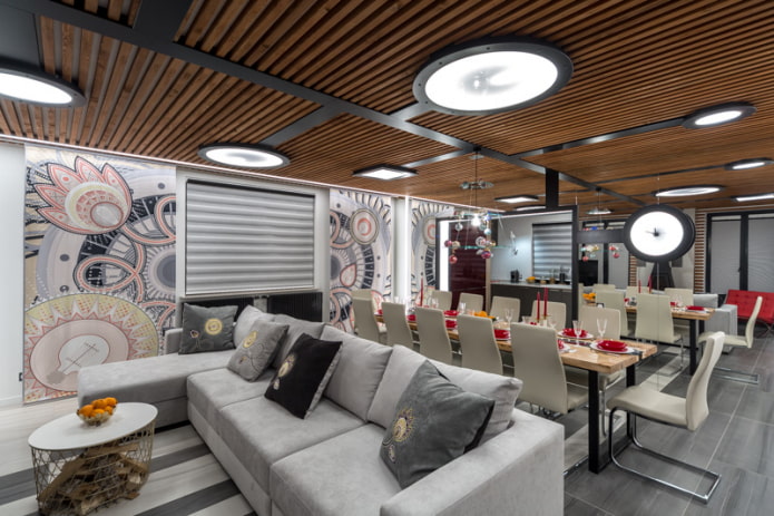 wooden slat ceiling 
