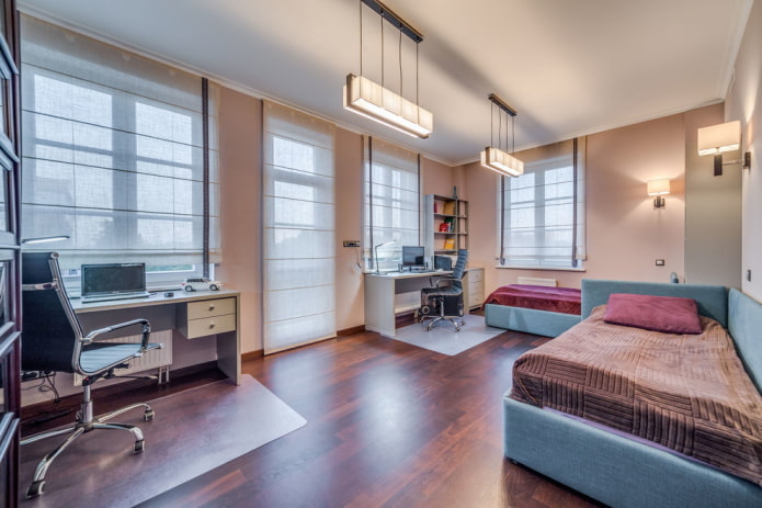 children's room zoning for two boys