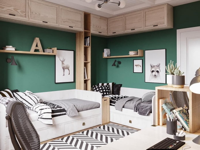 children's room for two boys in a Scandinavian style
