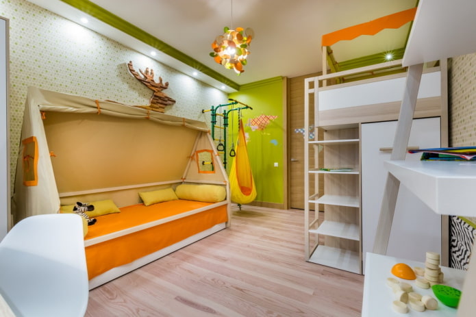 decoration of a children's room for two boys