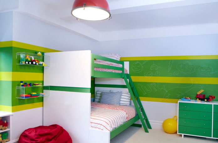 decoration of a children's room for two boys