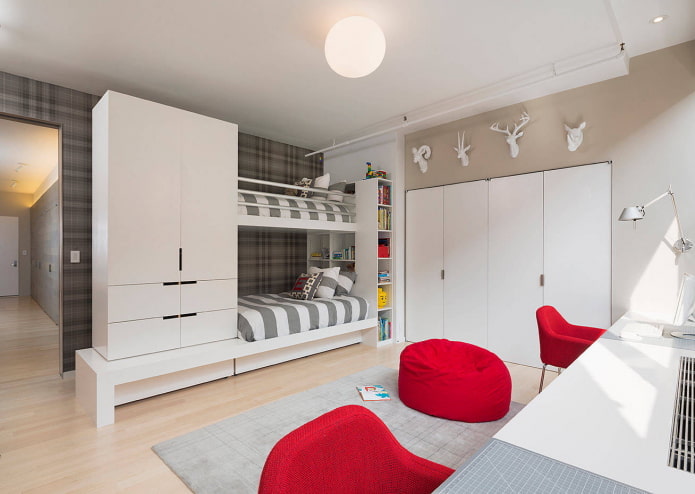 decoration of a children's room for two boys