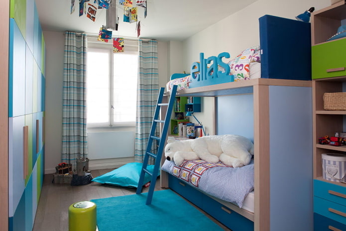 decoration of a children's room for two boys