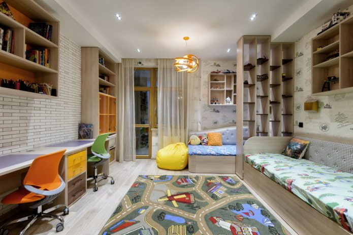 zoning a children's room for two boys