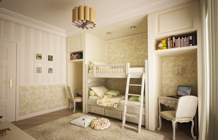 children's room for two boys in a classic style