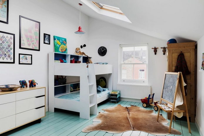 children's room for two boys in a Scandinavian style
