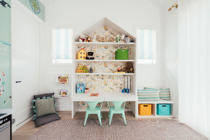 House-shaped shelving unit