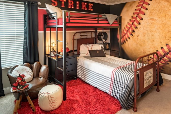 Red and black children's room