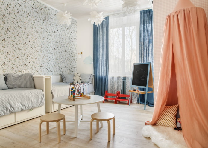 A room in pastel colors
