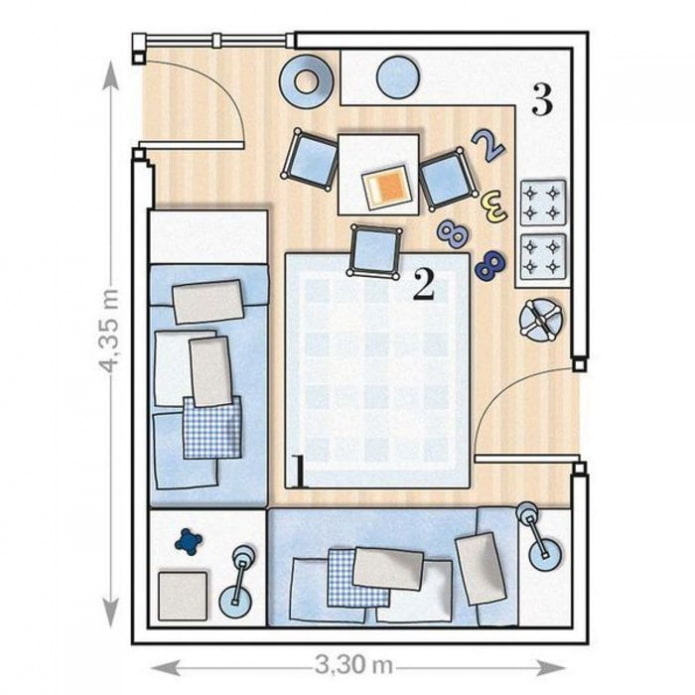children's room layout for 2 children