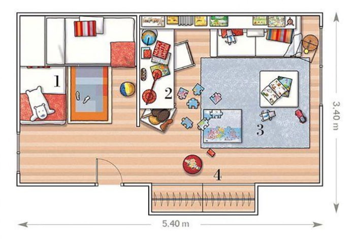 children's room layout for 2 children