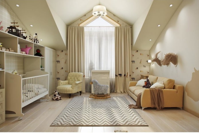 lighting in the interior of a nursery for a baby