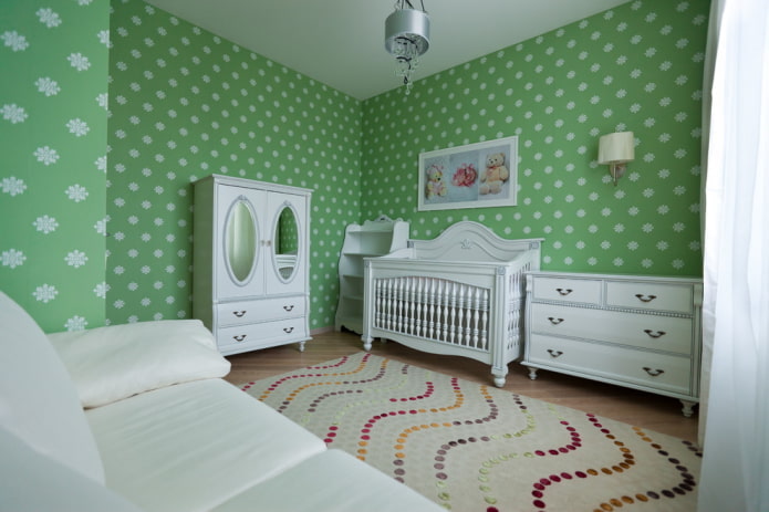 color scheme in the design of a nursery for a baby
