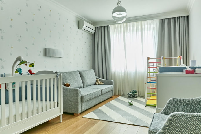 color scheme in the design of a nursery for a baby