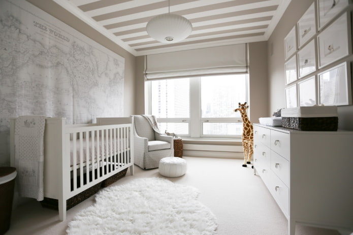 color scheme in the design of a nursery for a baby