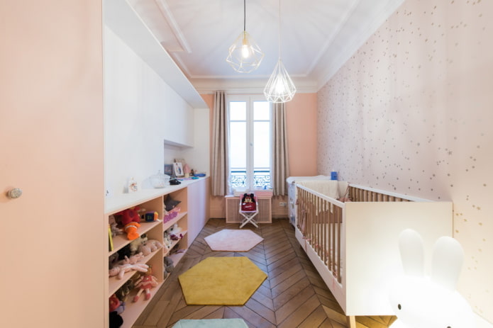 lighting in the interior of a nursery for a baby
