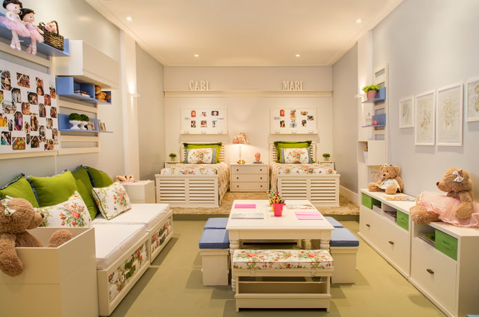 design of a bedroom for three girls