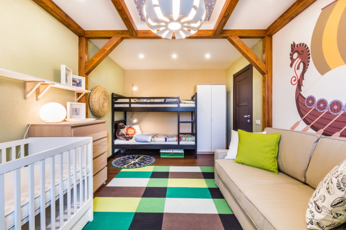 bedroom design for three children of different ages