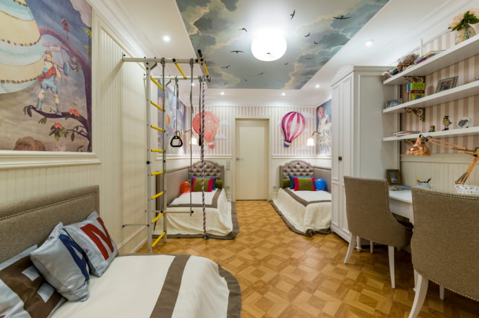 arrangement of a bedroom for three children