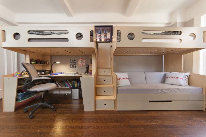 arrangement of a bedroom for three children
