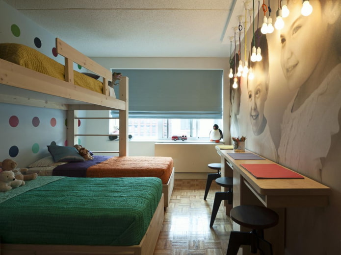 room design for three children of different sexes