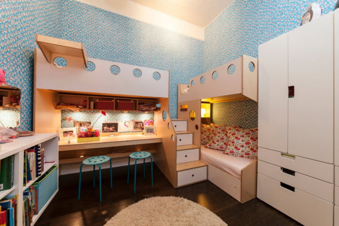 arrangement of a bedroom rooms for three children