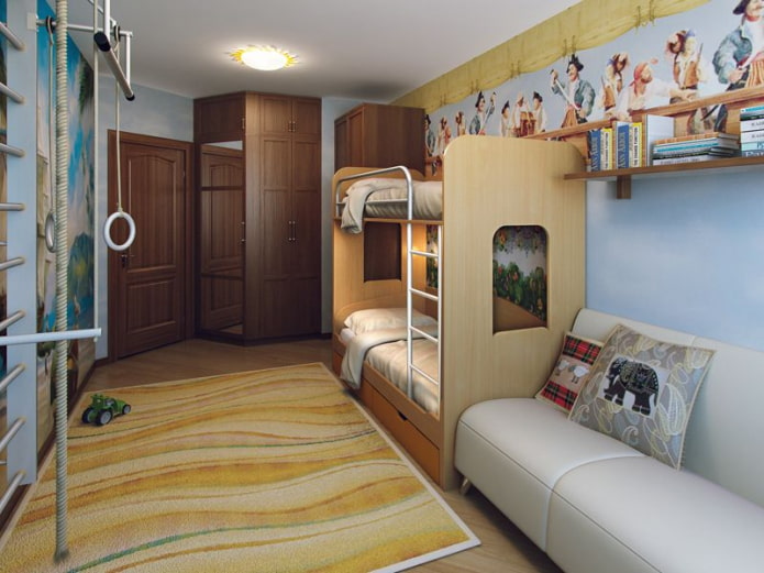 bedroom design for three children of different ages