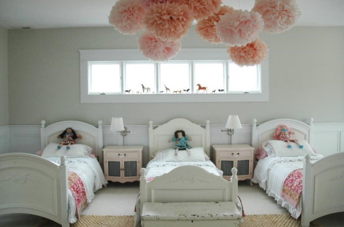 design of a bedroom for three girls