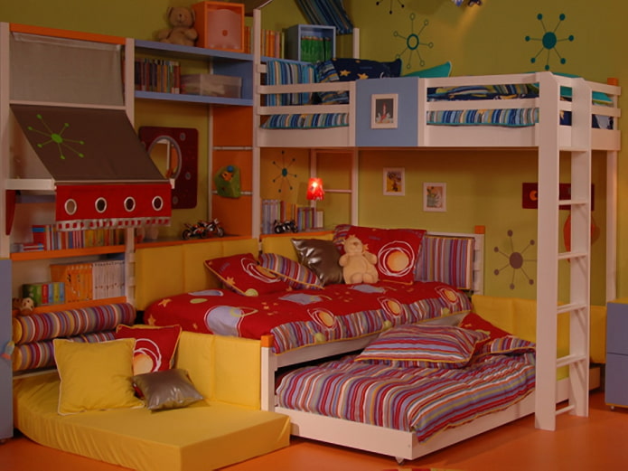 room design for three children of different sexes