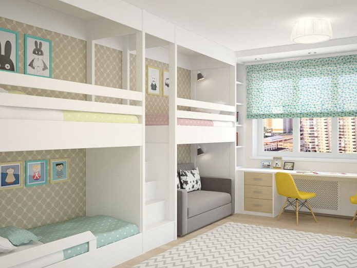 room design for three children of different sexes